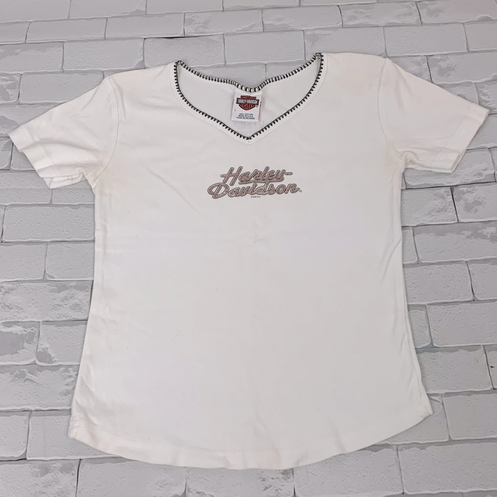 Vintage Harley Davidson Tshirt Large White Dubois Pa Cotton USA